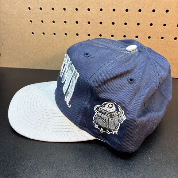 Vintage 90s Georgetown Hoyas Snapback Hat Cap NCAA Trucker Blue - Picture 4 of 12